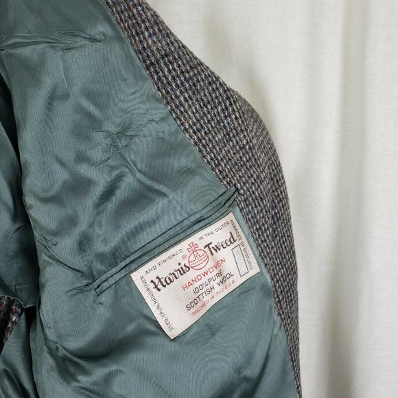 Vintage HARRIS Tweed Blazer Wool Sport Coat Jacket Mens 40 42 USA Mid Century - Picture 7 of 7